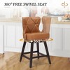 Arceso 26" Counter Height Swivel Bar Stools with Back, Faux Leather Upholstered Seat, Solid Wood Legs, Beige – Set for Kitchen Island or Home Bar - 2 of 4