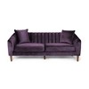 Contemporary 3-Seater Velvet Sofa with Button-Tufted Diamond Stitch, Deep Channel Stitching, Sloped Arms & Accent Pillows - 4 of 4
