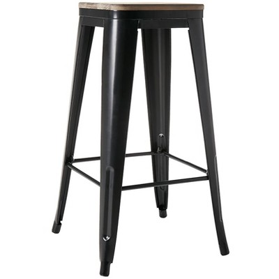 Metal and Wood Counter Stool - Bar Stool Black