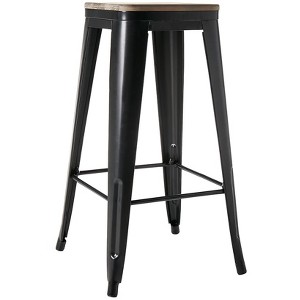 Metal and Wood Counter Stool - Bar Stool Black - 1 of 3