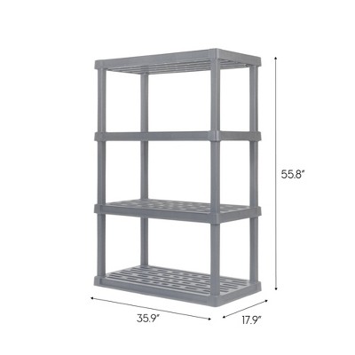 Gray 4-Tier Plastic Utility Storage Shelves