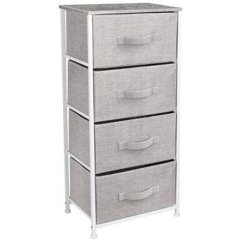 Sorbus 4 Drawers Chest Nightstand - Storage for Closet, Home, College Dorm - Features Steel Frame, Wood Top, & Fabric Bins