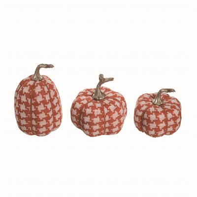 Transpac Foam 9.45 in. Multicolor Harvest Gingham Pumpkins Set of 3