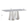 Modern 70'' Faux Marble Dining Table with Silver Stainless Steel Base, Large Rectangular High Gloss Table for Kitchen or Dining Room – The Pop Home - 4 of 4