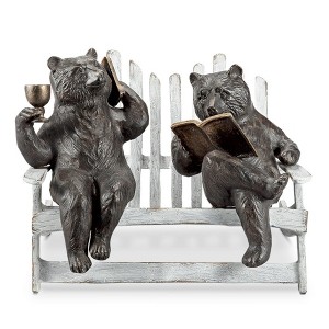 SPI Home Hipster Bears on Bench Garden Sculpture – Whimsical Metal Animal Art, Outdoor Décor with Vintage Charm, 9.5" Tall - 1 of 3