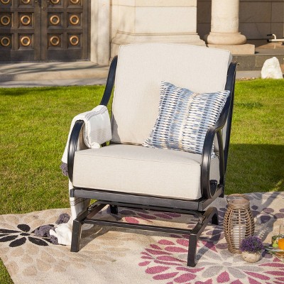 Steel Spring Patio Accent Chair Cream - Lokatse