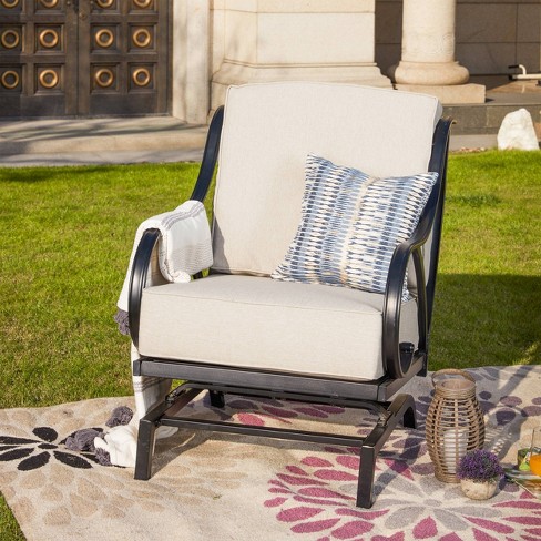 Steel Spring Patio Accent Chair Cream Lokatse