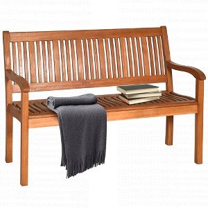 Costway 50'' Two Person Outdoor Garden Bench Loveseat Porch Chair Solid Wood W/Armrest - 1 of 4
