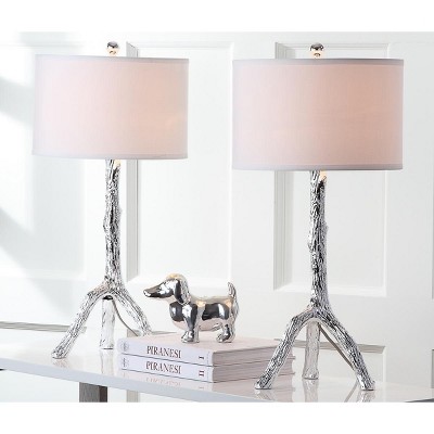 Silver Branch Sculptured Resin Table Lamp Set, 29" Height