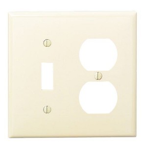 Leviton Commercial Grade 2-Gang Thermoplastic Single Toggle/Duplex Outlet Wall Plate, Ivory - 1 of 1