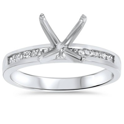 Pompeii3 1/2ct Princess Cut Diamond Semi Mount Mountings Ring 14k White Gold