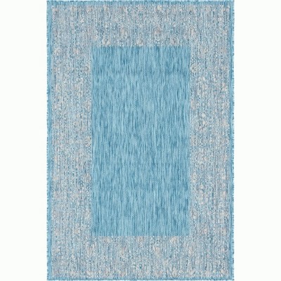 Aqua Blue Synthetic Rectangular Outdoor Area Rug 4' x 6'