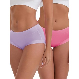 INSPIRE CHIC Women's Mid-Waisted Modal Solid Cotton Soft Breathable Full Coverage Briefs 2 Packs - 1 of 4