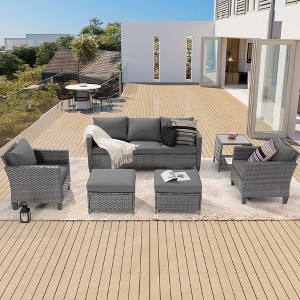 Sonkuki 6-Piece Patio Conversation Set with Side Table - 1 of 4