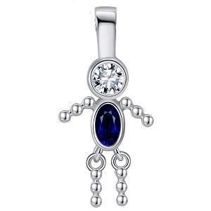 Baby Boy Birthstone Charm for Mom |Girl Birthday Kids for Family Tree Grandma Grandkids Necklace by Ginger Lyne CZ  Sterling Silver - 1 of 4