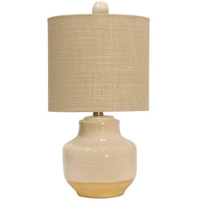 Two-Tone Cream Ceramic Table Lamp with Textured Beige Shade