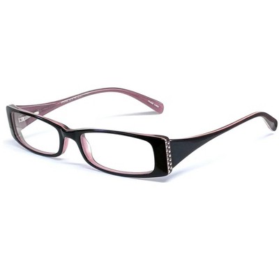 Calabria Vivid 652 Designer Reading Glasses Black-Pink-Crystals CHOOSE STRENGTH