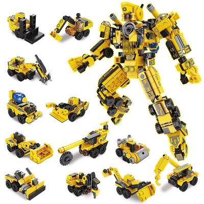 SYNCFUN STEM Building Toys for Kids, 25-in-1 Fire Truck Toys Building Block Set, Engineering Building Bricks Fire Truck Vehicles Present Set