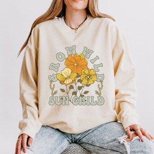 Simply Sage Market Grow Wild Sun Child Colorful Lightweight Garment Dyed Sweatshirt - 1 of 4