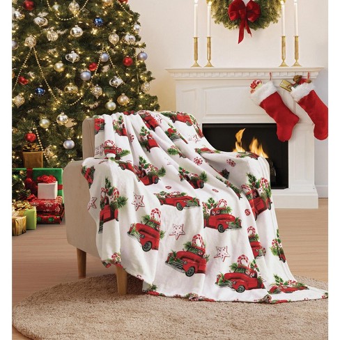 Red truck with christmas tree throw blanket new arrivals