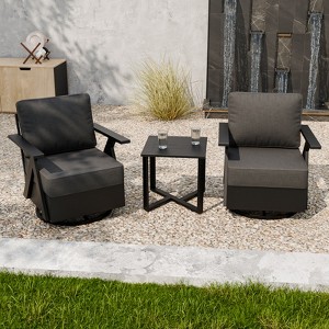 EAGLE PEAK Urban Slate 3 PCS Outdoor Bistro Set with Modern Swivel Rocking Chairs and Table - 1 of 4