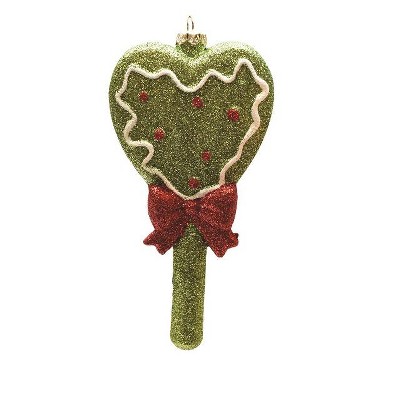 Northlight 5.75" Glitter Shatterproof Heart Lollipop Christmas Ornament - Green/Red