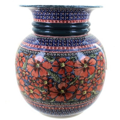 Blue Rose Polish Pottery Jungle Flower Floor Vase