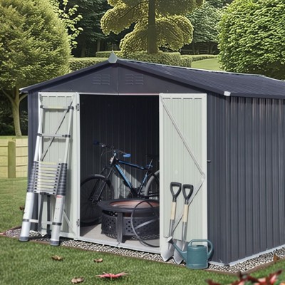 GDFStudio Calvin Modern Metal 10ftx8ft Outdoor Storage Sheds