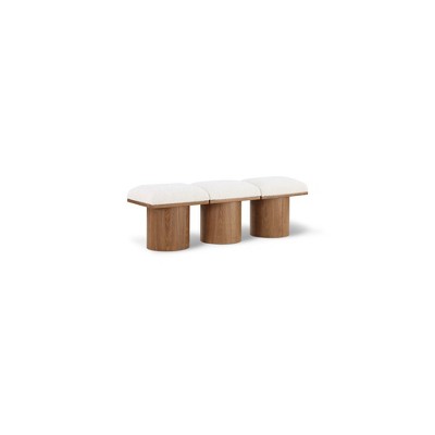 Meridian Furniture,Pavilion Cream Boucle Fabric Bench