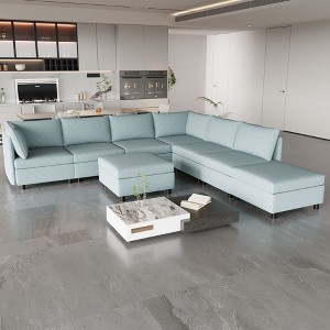 NicBex Modular 129" L Shape Sectional Sofa Sleeper Couch Set with Storage Space for Living Room - 1 of 4