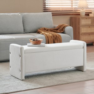 Pinmoco 44" Corduroy Storage Ottoman Bench, Upholstered Bench for Entryway Bedroom and Living Room with Storage - 1 of 4