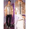 Lars Amadeus Men's Drawstring Hooded Zipper Party Club Metallic Windbreaker - image 4 of 4