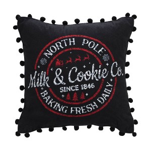 Annie Black Check Milk and Cookies Pillow 12x12 - 1 of 4