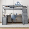 XIYUYEU Twin Size Loft Bed with Desk Wooden Bed Frame with 2 Shelves, 7 Drawers, Stairs - 2 of 4