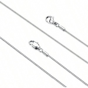 Stainless Steel Chain Necklace for Women - 1mm Thin Strong Silver Chain, Hypoallergenic Snake Box Necklace, 18 Inch - 1 of 4