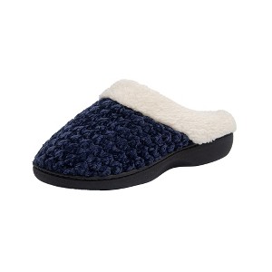 Roxoni Women's Fleece Trim Knit Sweater Furr Clog Indoor Outdoor Slipper - 1 of 4