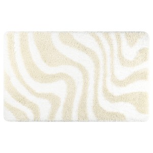 Unique Bargains Wave Pattern Shaggy Non-Slip Soft Absorbent Machine Washable Bathroom Mat - 1 of 4