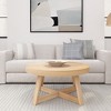 Plank+Beam Classic Solid Wood Round Coffee Table, 36" Farmhouse Table for Living Room - 2 of 4