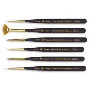 Princeton Mini-Detailer Brush Set, Synthetic Bristles, Short Handle Mixed Media Paintbrush, Black, 6 Pieces - 1 of 2