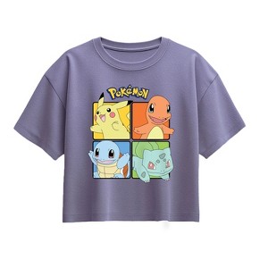 Girls' - Pokémon - Pokémon Squared Muted Short Sleeve Boxy Graphic T-Shirt - 1 of 1