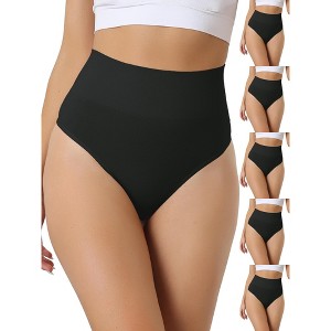INSPIRE CHIC Women's High-Waisted Invisible Stretchy Comfortable Thongs 6 Packs - 1 of 4
