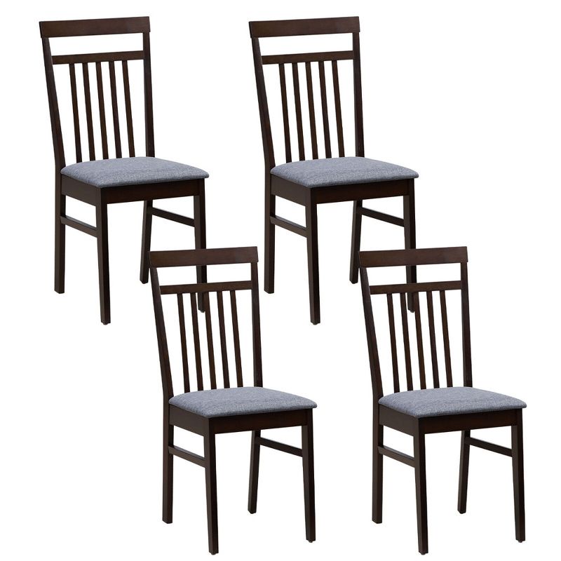 Tangkula Upholstered Dining Chair Set of 4 Kitchen Armless Padded w/ Slanted Backrest, 1 of 9