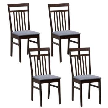 Tangkula Upholstered Dining Chair Set of 4 Kitchen Armless Padded w/ Slanted Backrest