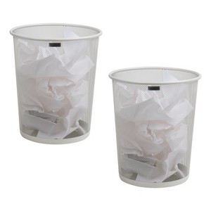 Mind Reader Mesh Trash Can, 16.65L (4.4 gal), Waste Paper Basket, Round, Office, Metal Mesh, 11.5"L x 11.5"W x 13.75"H, Set of 2 - 1 of 4