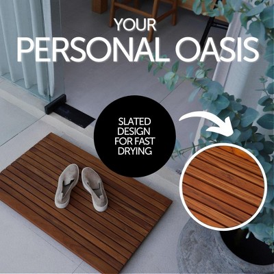 Nordic Style Oiled Teak Wood Shower Mat 31.4" x 19.6"