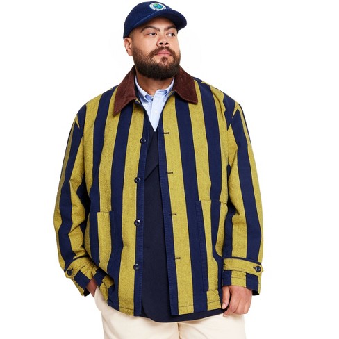 Men's Big & Tall Vertical Stripe Corduroy Collared Canvas Jacket