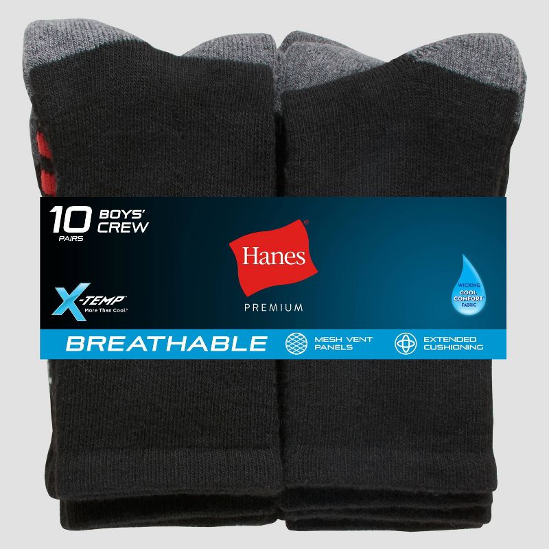 Hanes Boys' 10pk Premium Crew Socks, 4 of 5