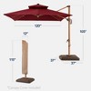 Best Choice Products 10ft Square Woodgrain Pattern 2-Tier Outdoor Solar LED Cantilever Umbrella w/ Base - 2 of 4