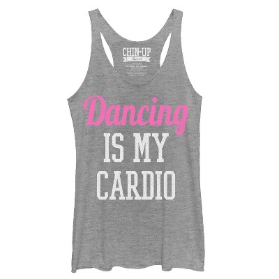 Women's Chin Up Dancing Is My Cardio Racerback Tank Top - Gray Heather ...