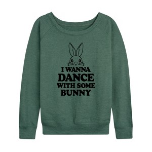 Women's - Instant Message - I Wanna Dance With Some Bunny Lightweight French Terry Slouchy - 1 of 4
